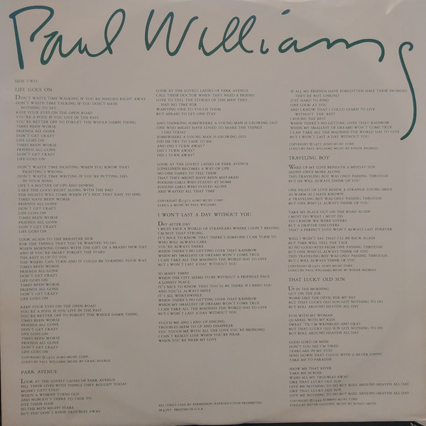 PAUL WILLIAMS_Life Goes On