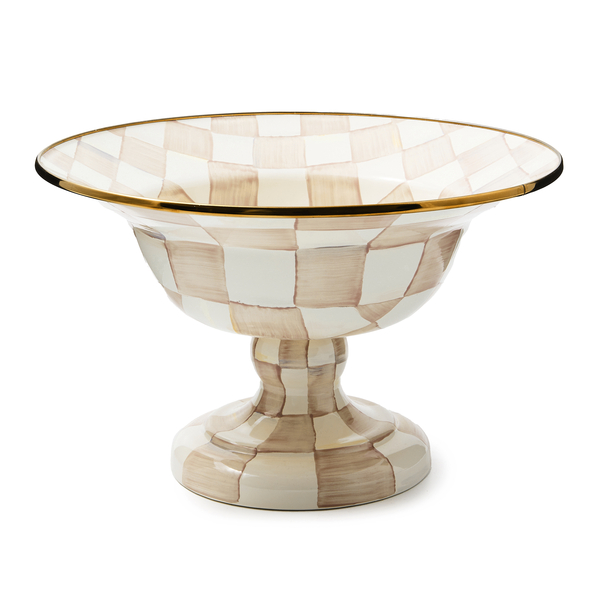 mocha check large compote 34 mocha check large compote 34