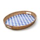 royal check enamel & rattan party tray 258 royal check enamel & rattan party tray 258