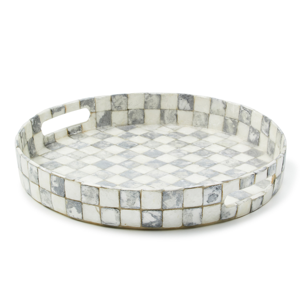 sterling check capiz round tray 114 sterling check capiz round tray 114