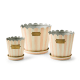 rosy stripe pots & saucers, set of 3 27 rosy stripe pots & saucers, set of 3 27