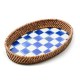 royal check small enamel & rattan serving tray 224 royal check small enamel & rattan serving tray 224