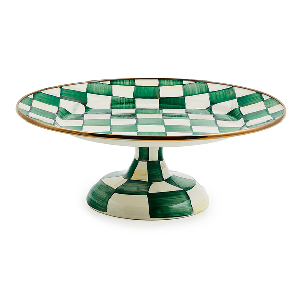 emerald check small pedestal platter 54 emerald check small pedestal platter 54