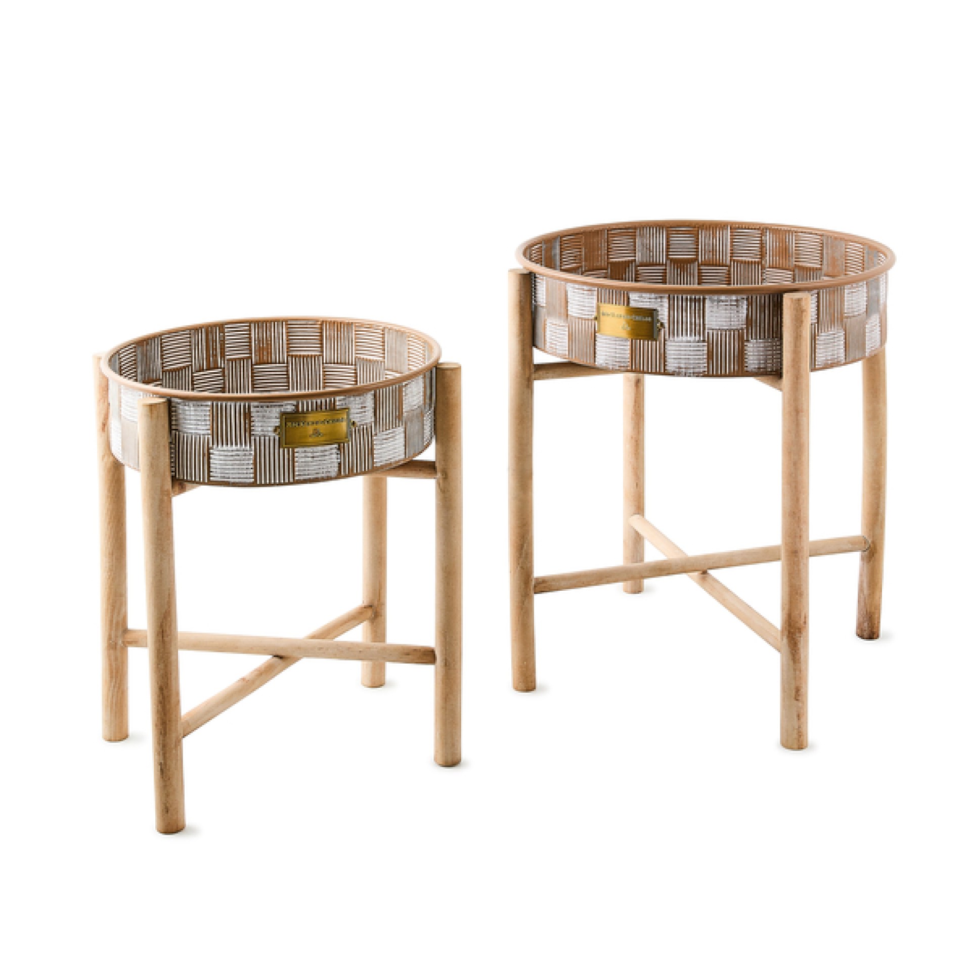 mocha textured check standing planters, set of 2 10 mocha textured check standing planters, set of 2 10