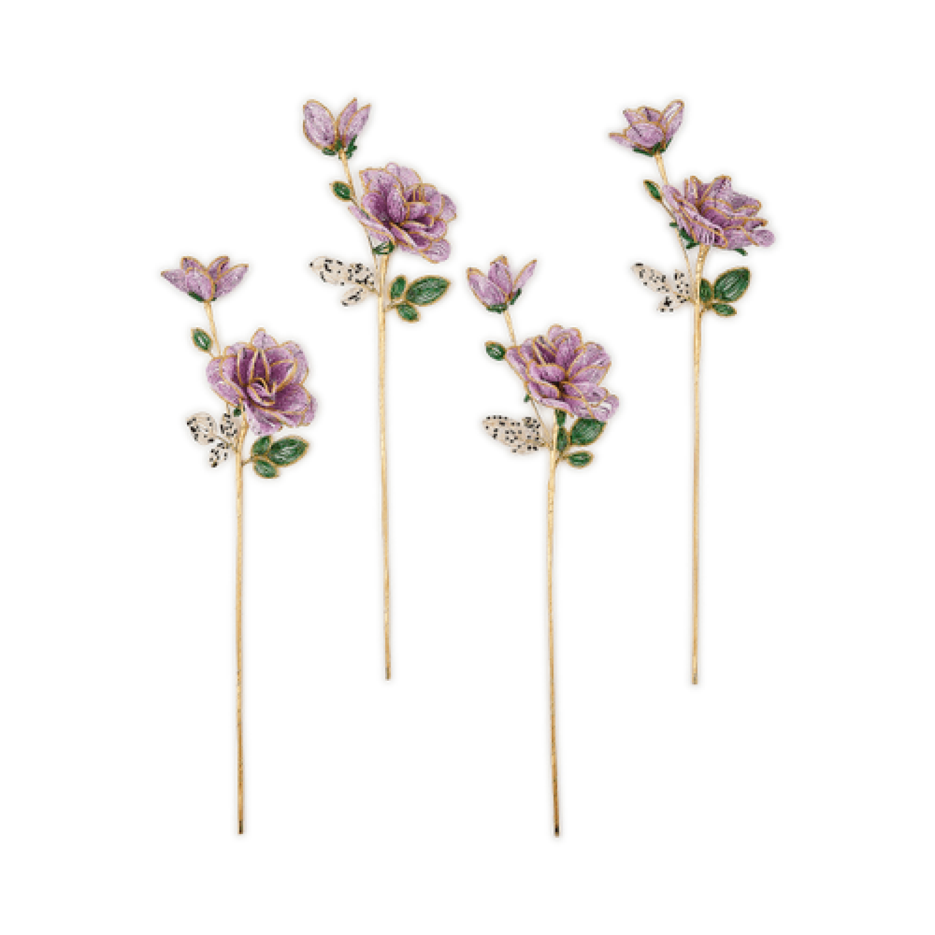 purple rose beaded flower stems, set of 4 57 purple rose beaded flower stems, set of 4 57