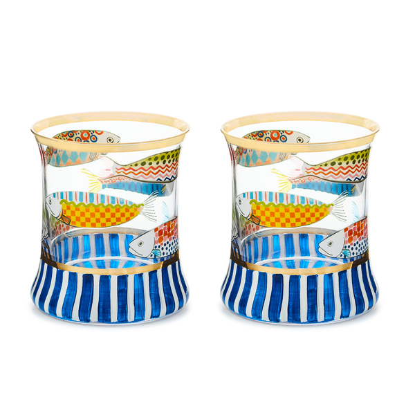 go fish tumbler glass, set of 2 136 go fish tumbler glass, set of 2 136