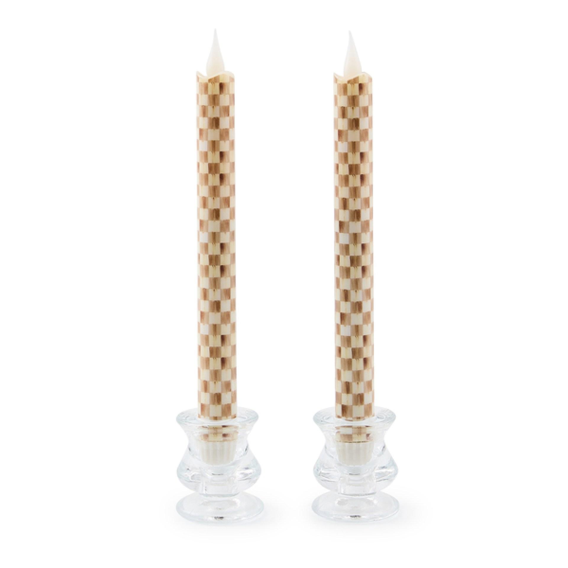 mocha check flameless dinner candles, set of 2 30 mocha check flameless dinner candles, set of 2 30