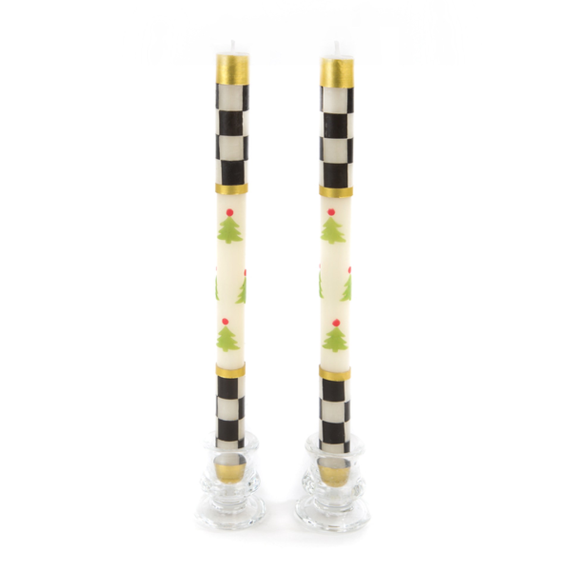christmas tree dinner candles - check bands - set of 2 84 christmas tree dinner candles - check bands - set of 2 84