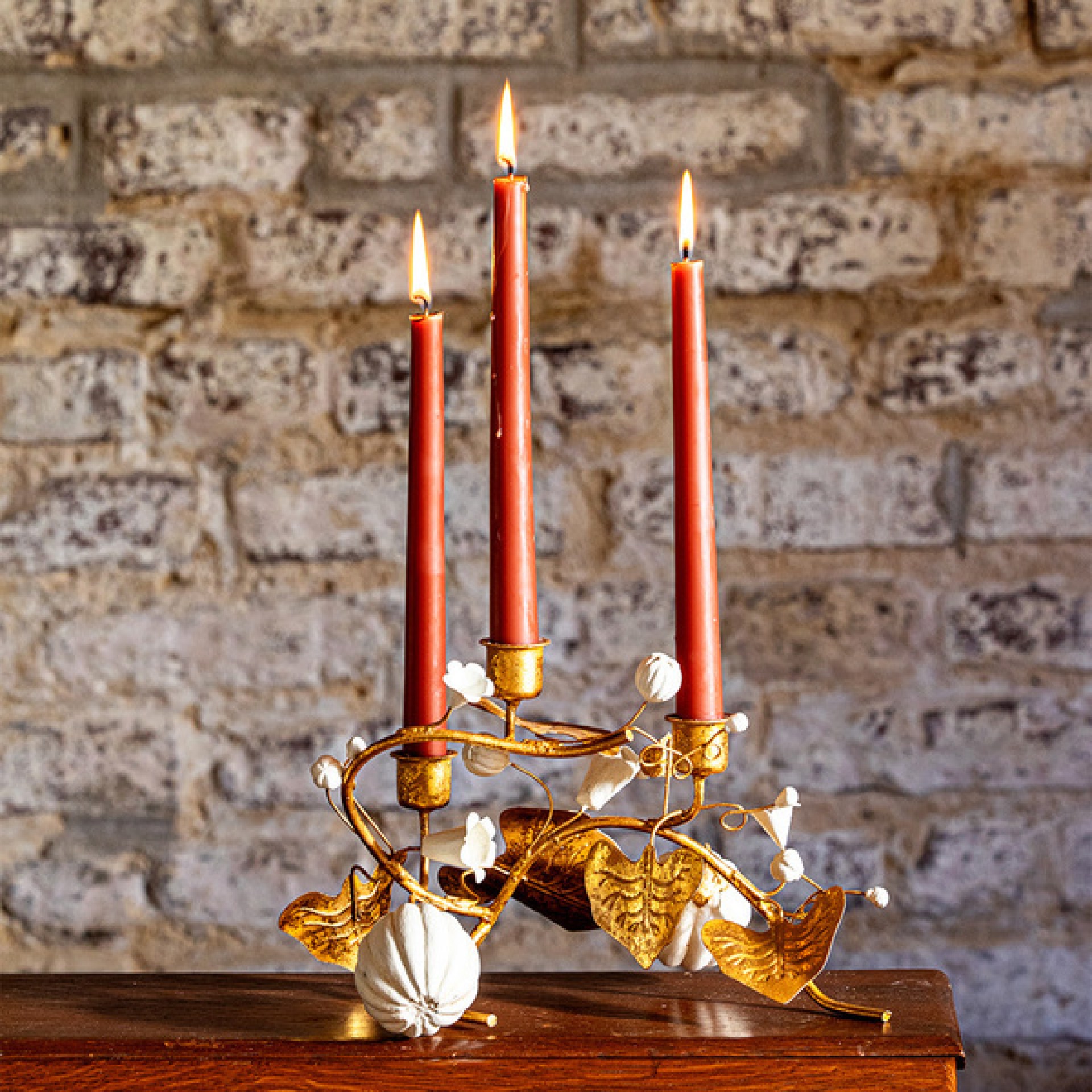 Forest Walk Pumpkin & Vine Triple Candlestick Holder - Gold 45 Forest Walk Pumpkin & Vine Triple Candlestick Holder - Gold 45