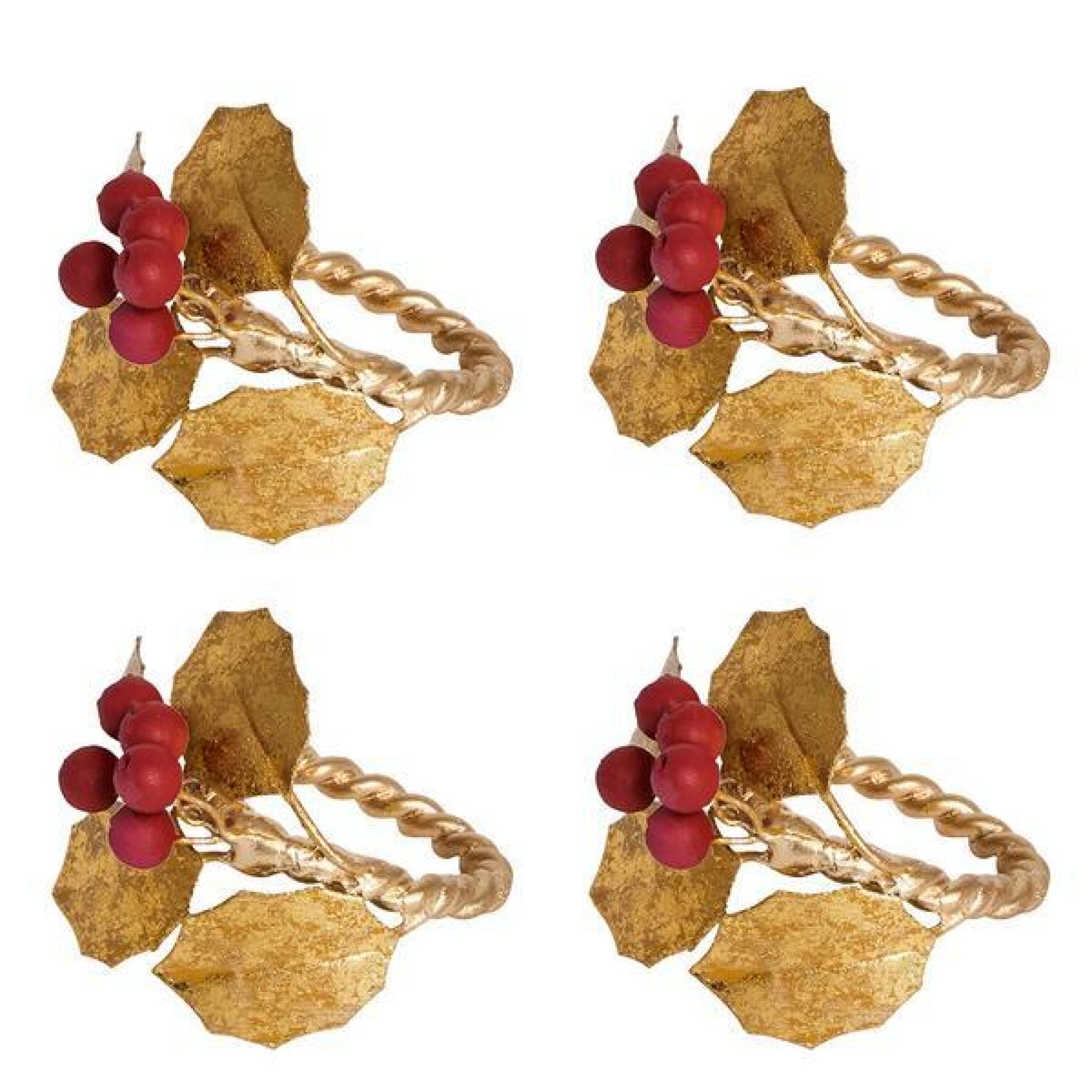 Forest Walk Holly with Berries Napkin Ring Set/4 - Multi 37 Forest Walk Holly with Berries Napkin Ring Set/4 - Multi 37