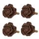 Camellia Napkin Ring Set/4 - Brown 6 Camellia Napkin Ring Set/4 - Brown 6