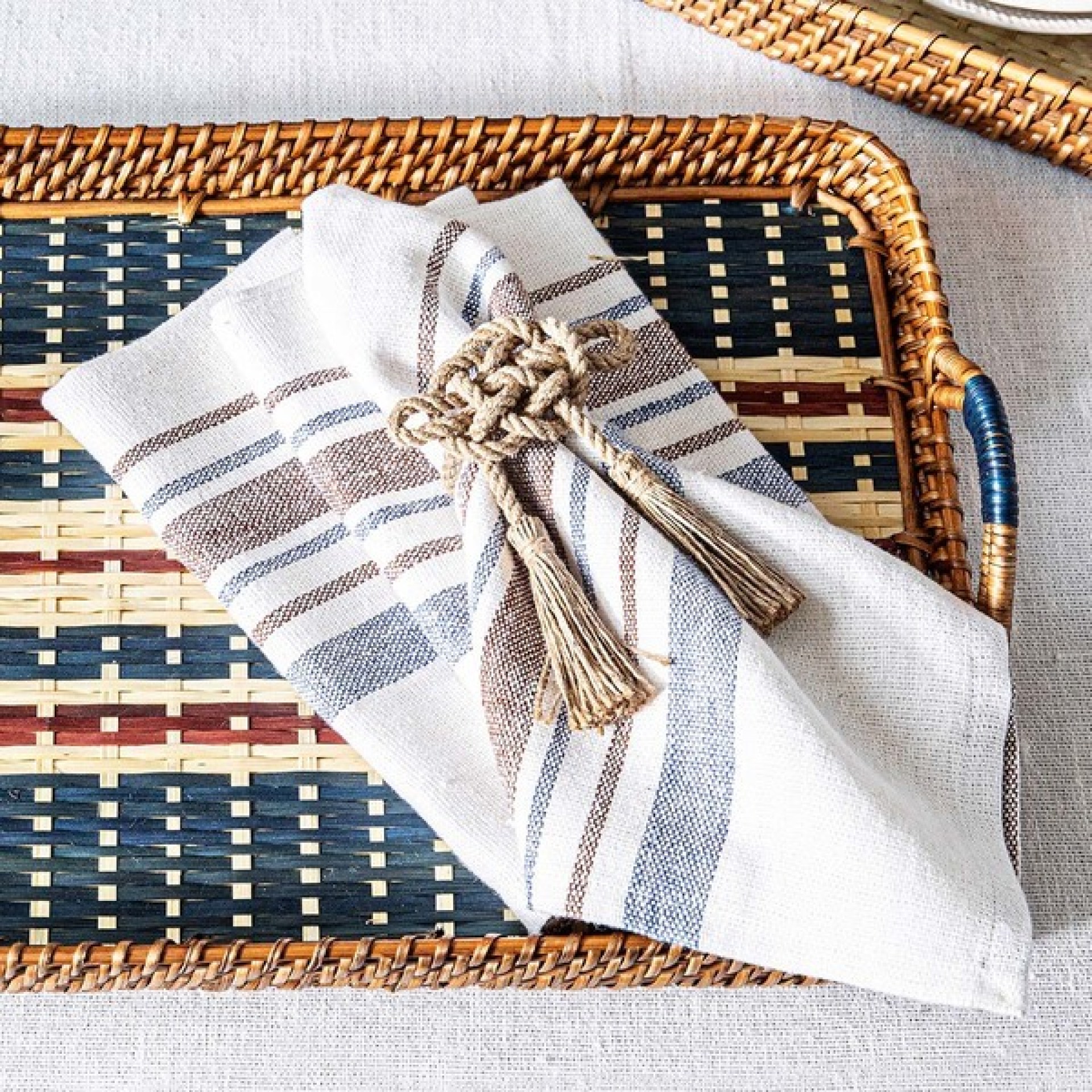 Danish Stripe Napkin Set/4 - Taupe 19 Danish Stripe Napkin Set/4 - Taupe 19
