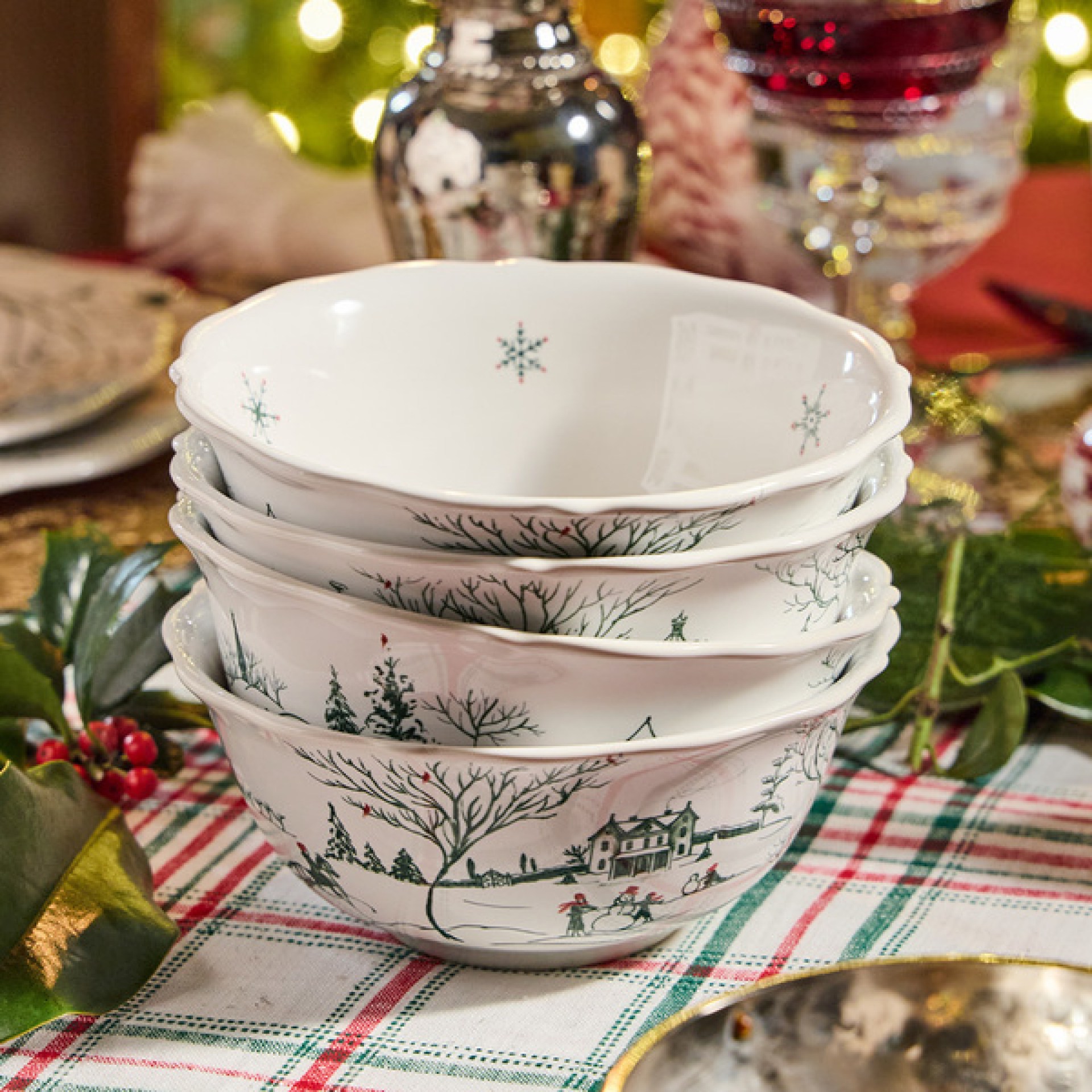 Country Estate Winter Frolic Cereal/Ice Cream Bowl - Evergreen 10 Country Estate Winter Frolic Cereal/Ice Cream Bowl - Evergreen 10
