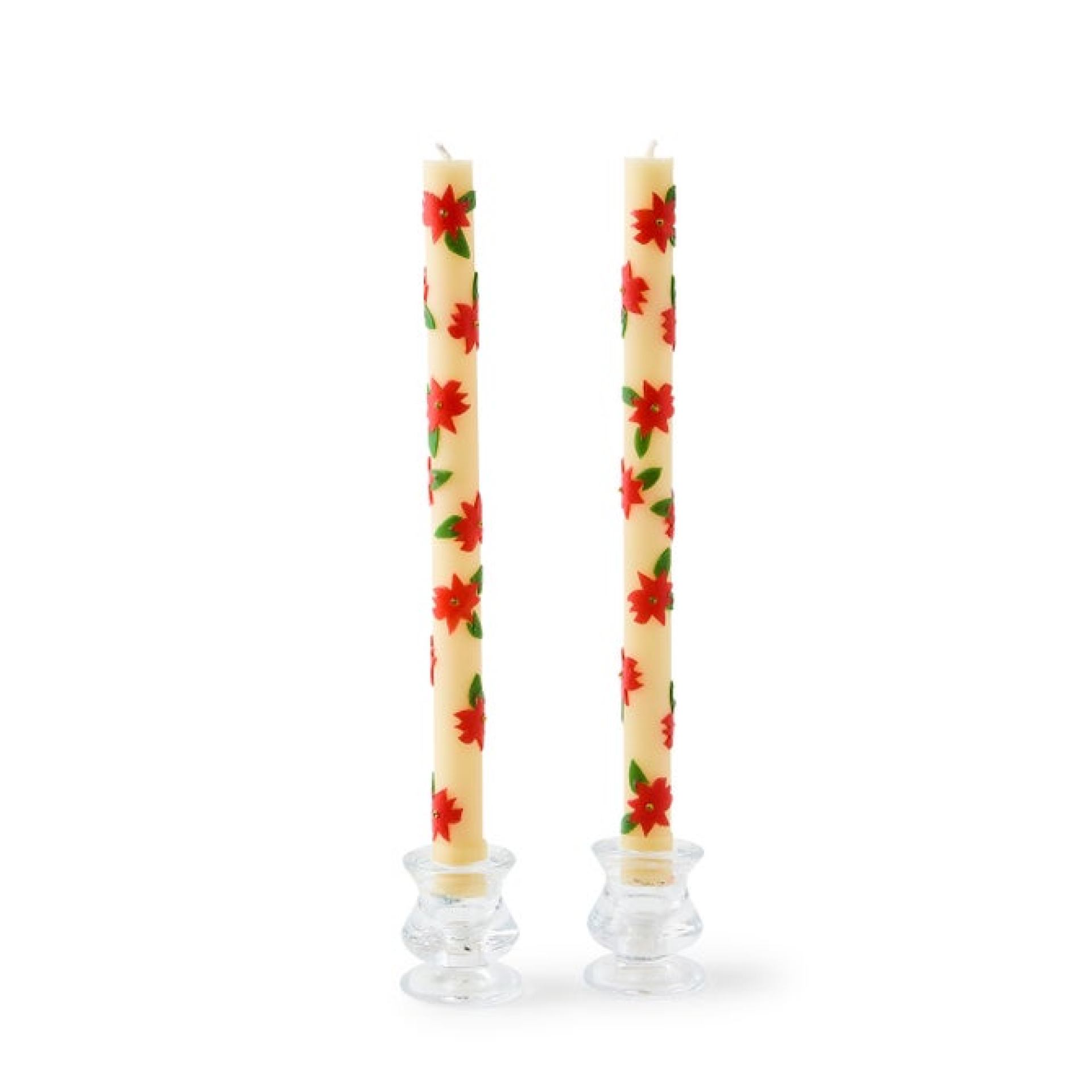 Poinsettia Dinner Candles, Set Of 2 3 Poinsettia Dinner Candles, Set Of 2 3