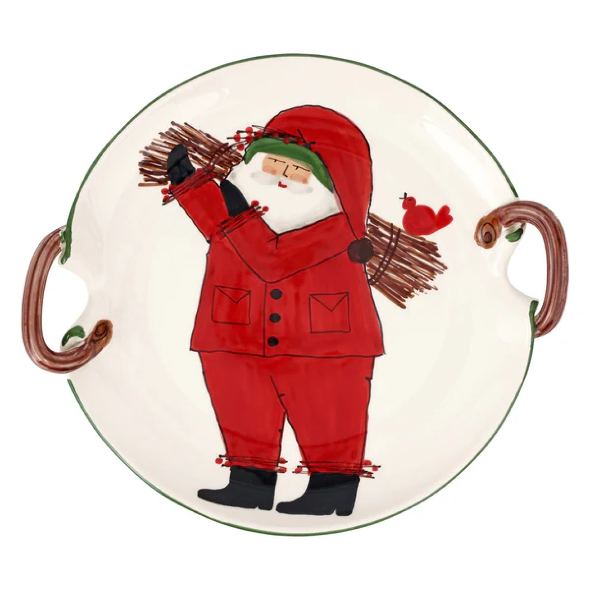 Old St. Nick Handled Round Platter with Sticks 62 Old St. Nick Handled Round Platter with Sticks 62