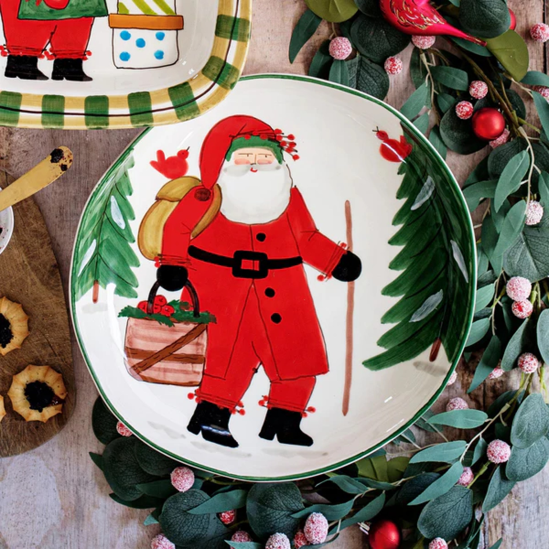 Old St. Nick Shallow Bowl with Apple Basket 61 Old St. Nick Shallow Bowl with Apple Basket 61