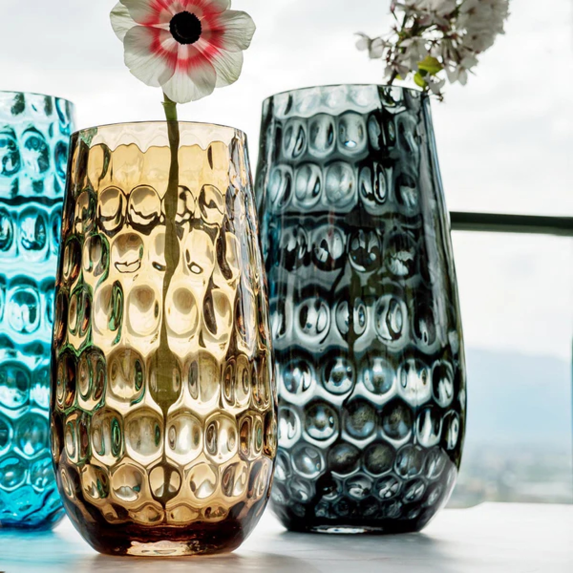 Bolla Glass Gray Medium Pebbled Vase 8 Bolla Glass Gray Medium Pebbled Vase 8