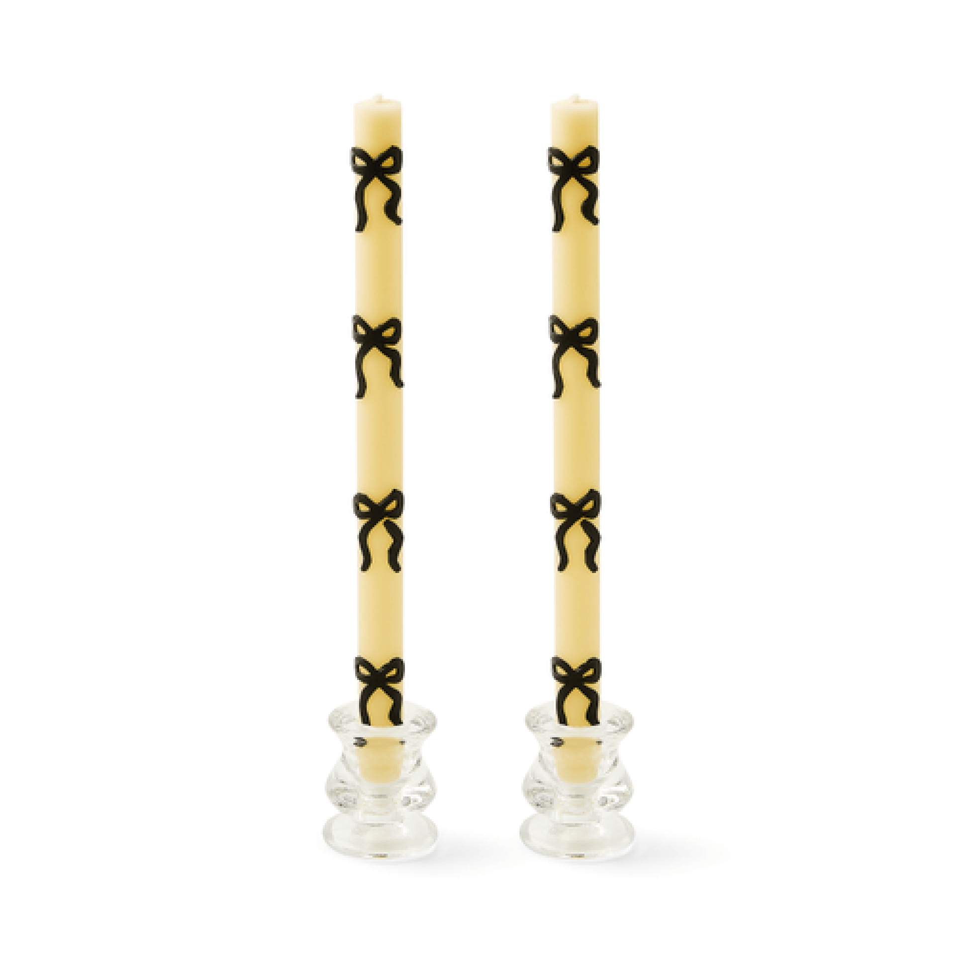 Black Bow Dinner Candles, Set of 2 4 Black Bow Dinner Candles, Set of 2 4