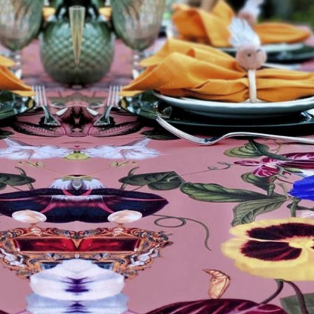 TABLECLOTH ROUND DIAMETER PENSAMIENTOS PINK300CM 55 TABLECLOTH ROUND DIAMETER PENSAMIENTOS PINK300CM 55