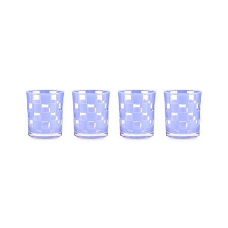 Blue Check Acrylic Tumblers, Set Of 4 1 Blue Check Acrylic Tumblers, Set Of 4 1