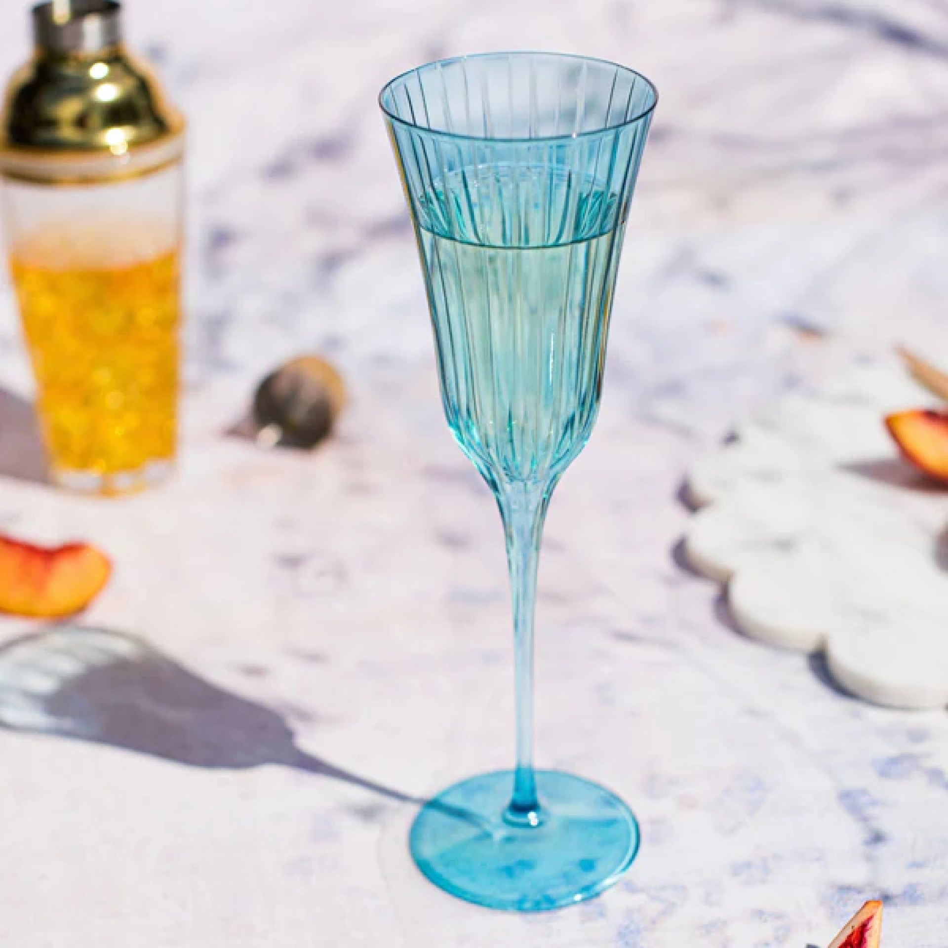 Natalia Teal Champagne Glass 22 Natalia Teal Champagne Glass 22