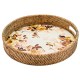 wild rose white enamel & rattan round serving tray 41 wild rose white enamel & rattan round serving tray 41