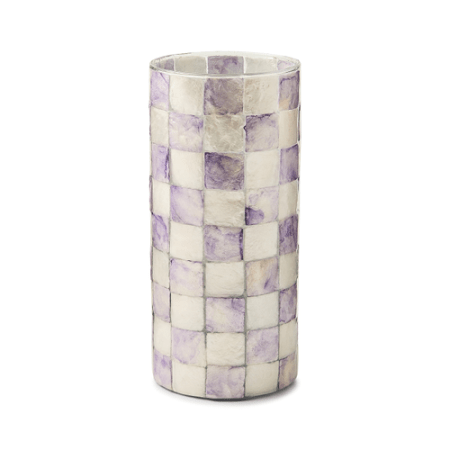 violet check capiz small vase 16 violet check capiz small vase 16