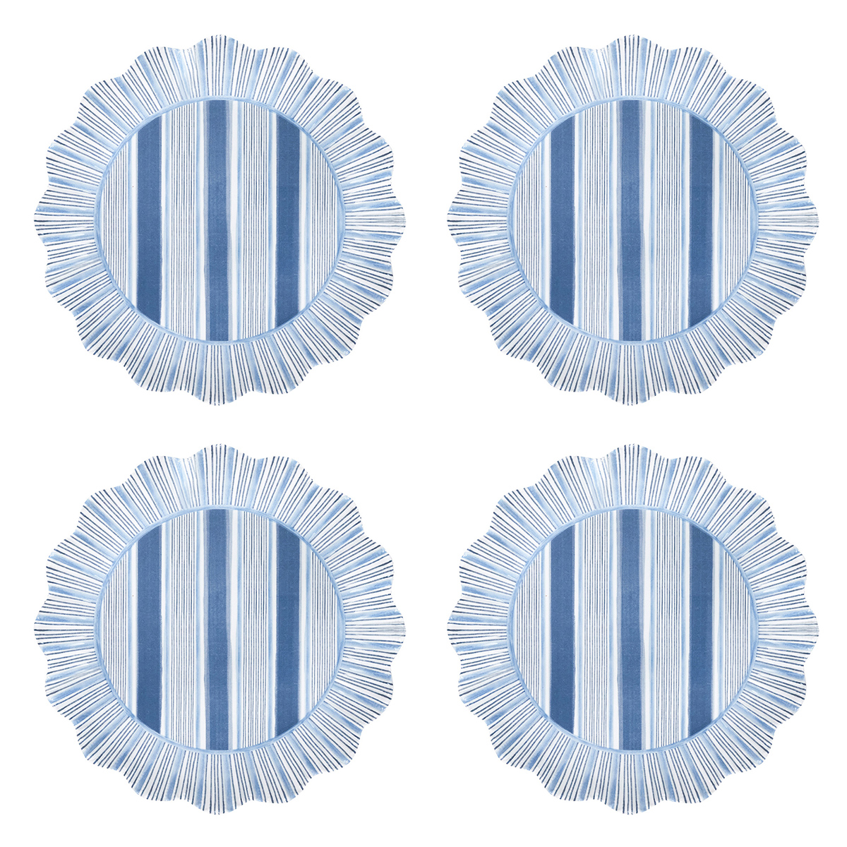 Cabana Stripe Melamine Dessert/Salad Plate Set/4 - Ocean 77 Cabana Stripe Melamine Dessert/Salad Plate Set/4 - Ocean 77