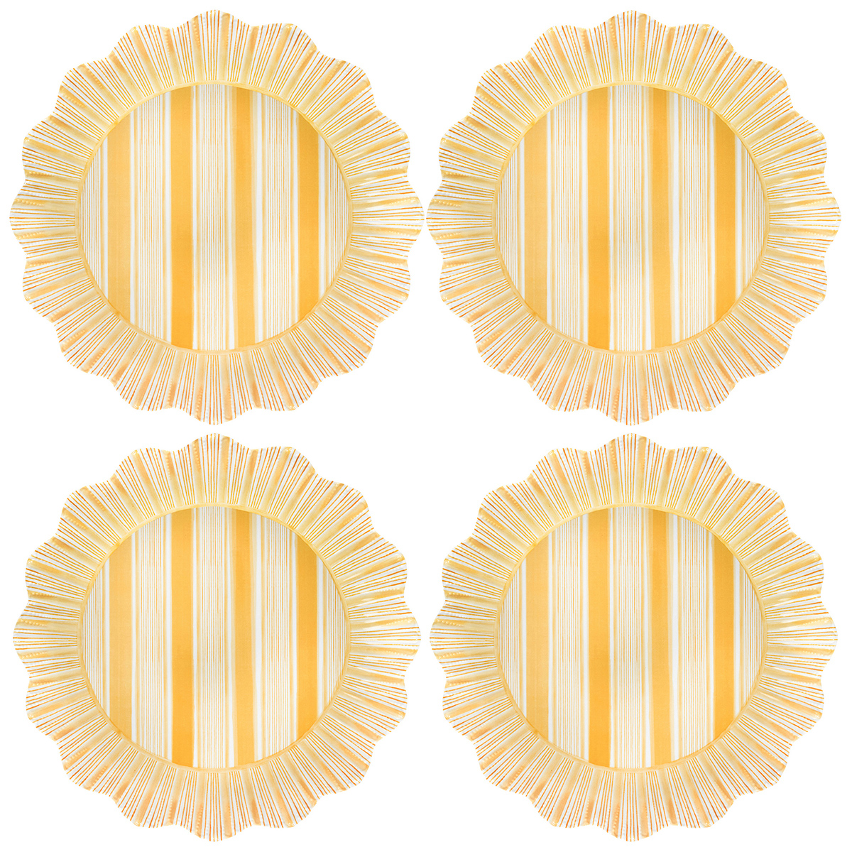 Cabana Stripe Melamine Dinner Plate Set/4 - Sunshine 72 Cabana Stripe Melamine Dinner Plate Set/4 - Sunshine 72