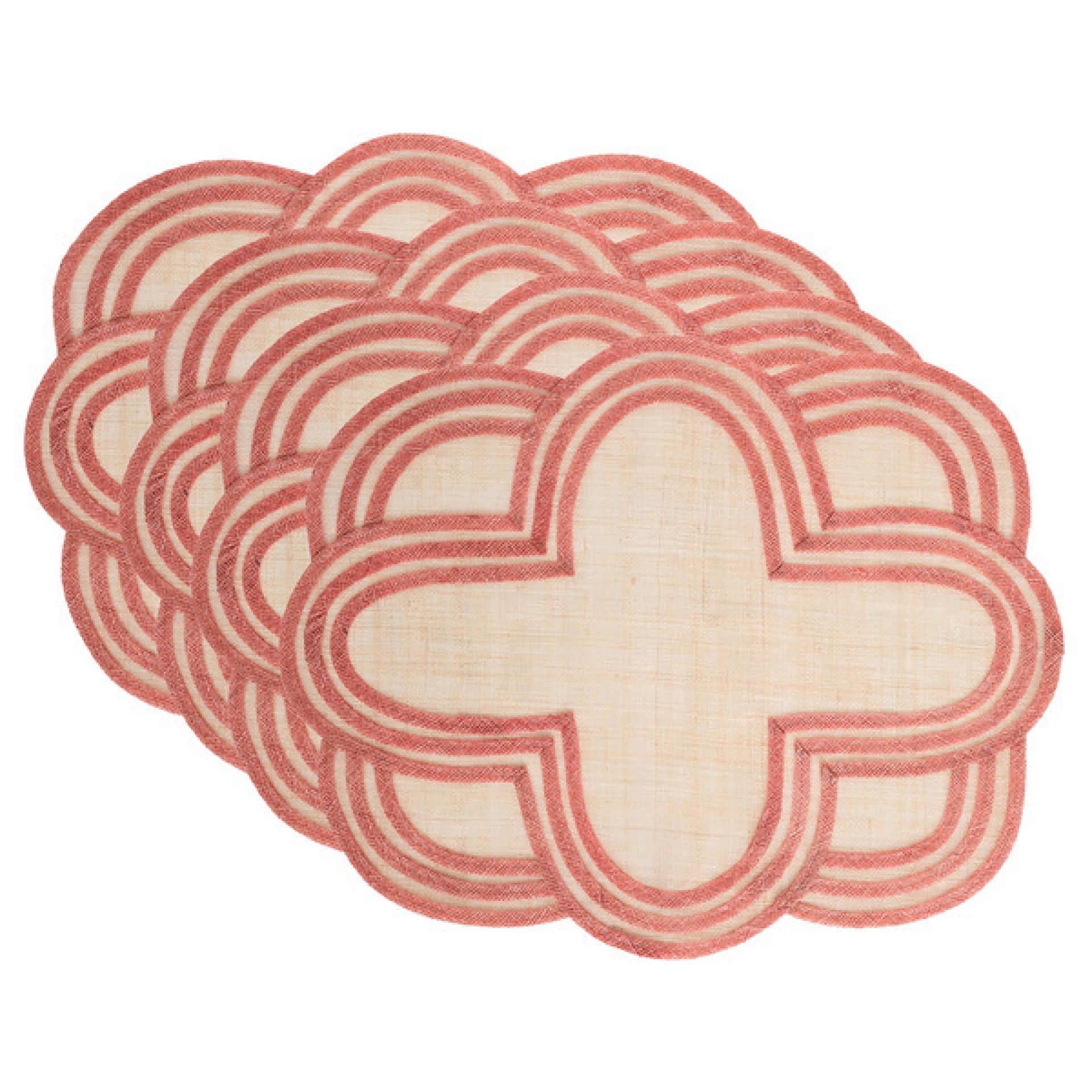 Scallop Stripe Placemat Set/4 - Coral 42 Scallop Stripe Placemat Set/4 - Coral 42