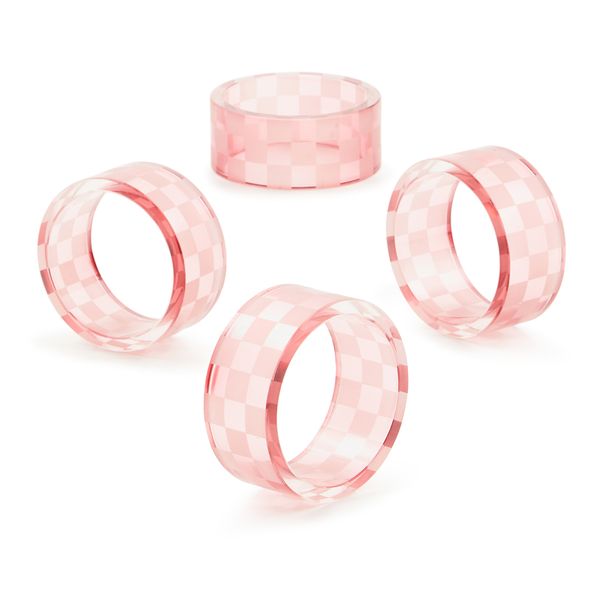 pink check napkin rings, set of 4 152 pink check napkin rings, set of 4 152