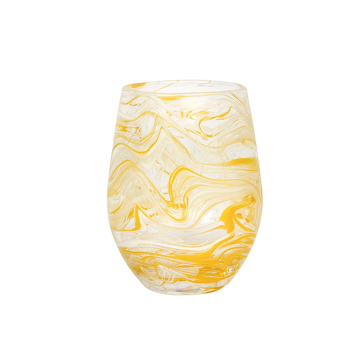 Puro Marbled Stemless Wine Glass - Yellow 29 Puro Marbled Stemless Wine Glass - Yellow 29