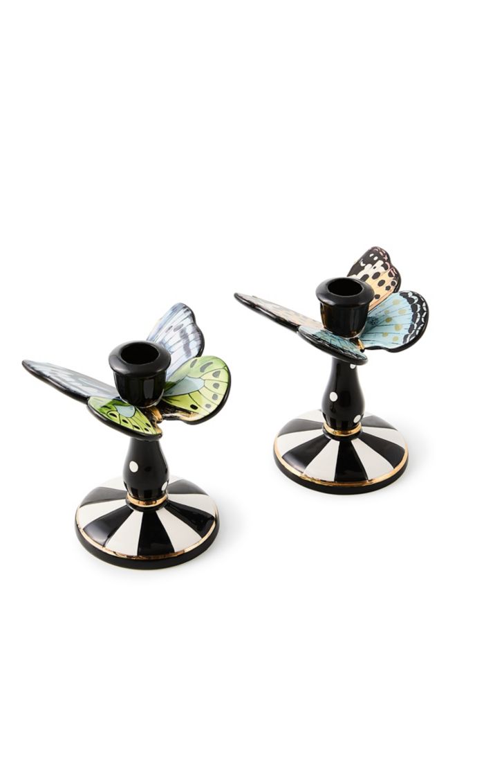 butterfly toile tall butterfly candlesticks, set of 2 11 butterfly toile tall butterfly candlesticks, set of 2 11