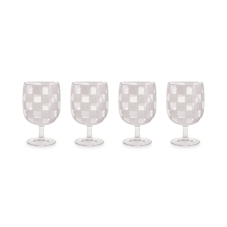 white check acrylic water goblets, set of 4 7 white check acrylic water goblets, set of 4 7