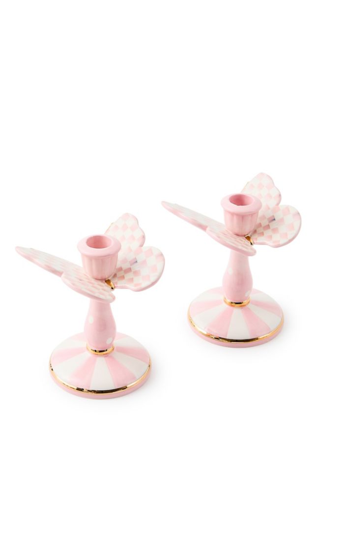 rosy check tall butterfly candlesticks, set of 2 12 rosy check tall butterfly candlesticks, set of 2 12