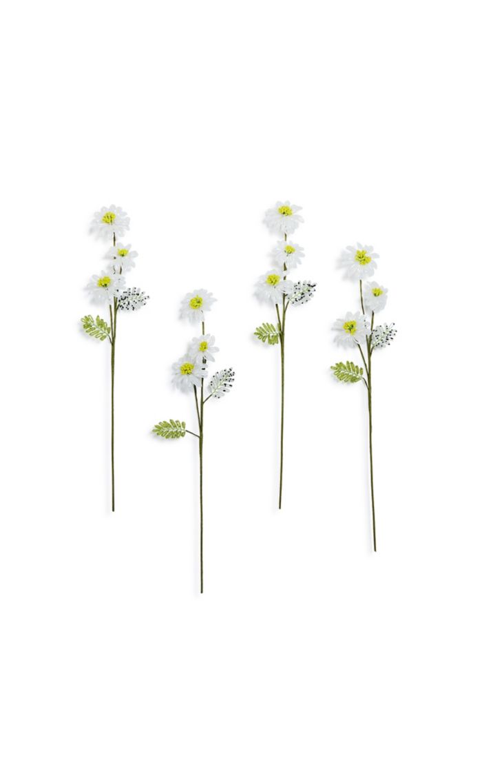 white daisy beaded flower stem, set of 4 68 white daisy beaded flower stem, set of 4 68