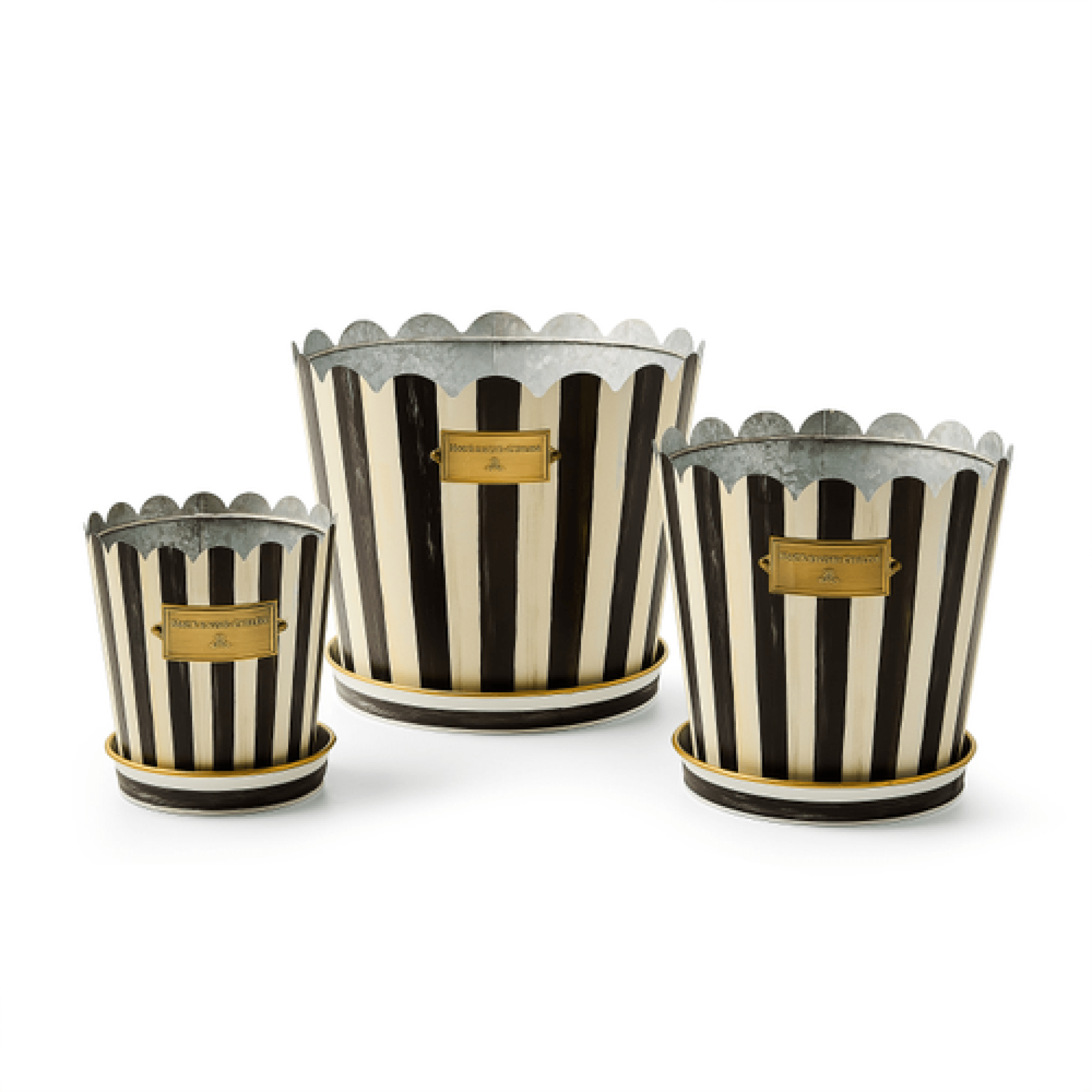 courtly stripe pots & saucers, set of 3 26 courtly stripe pots & saucers, set of 3 26