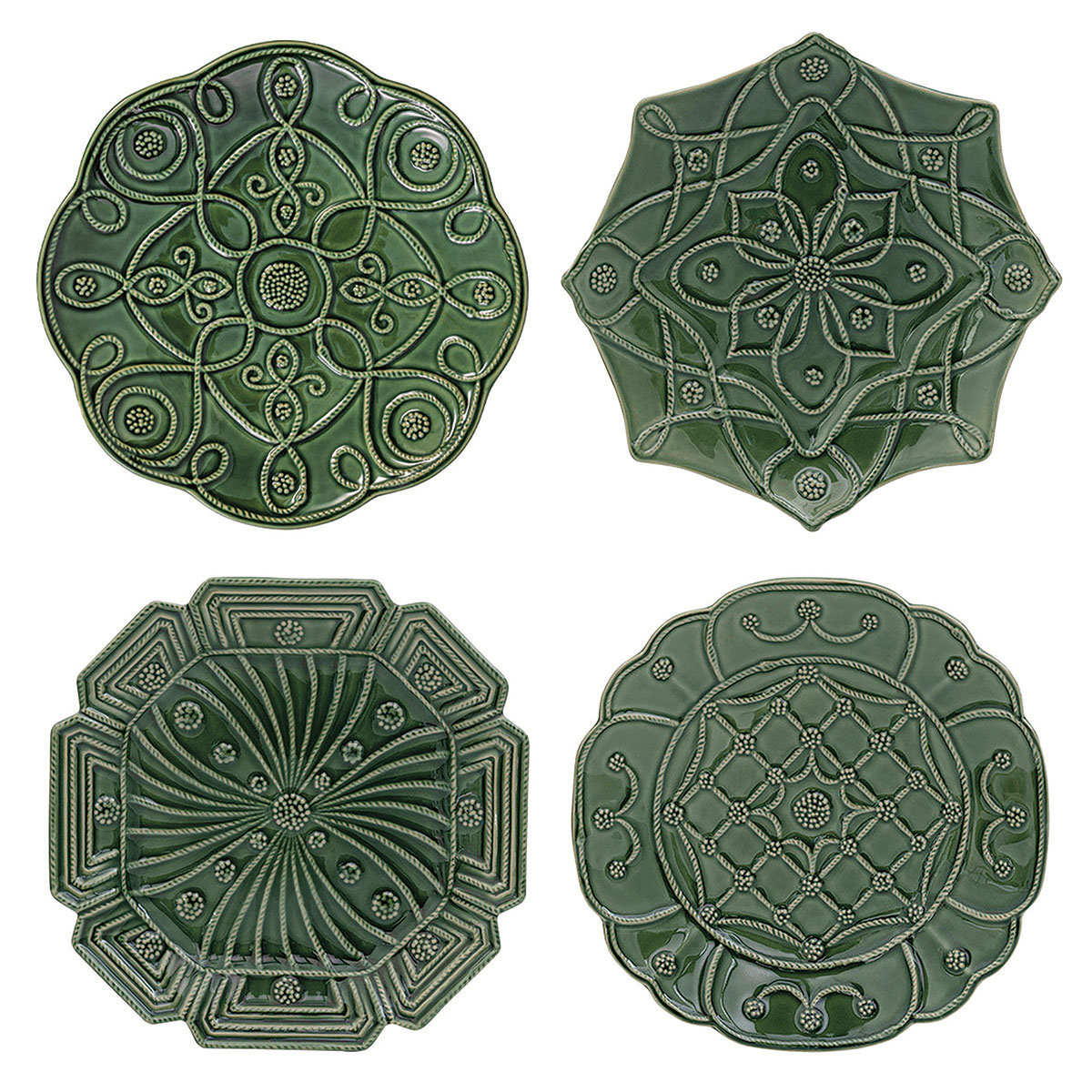 Jardins Du Monde Dessert/Salad Plate Assorted Set/4 - Basil 28 Jardins Du Monde Dessert/Salad Plate Assorted Set/4 - Basil 28