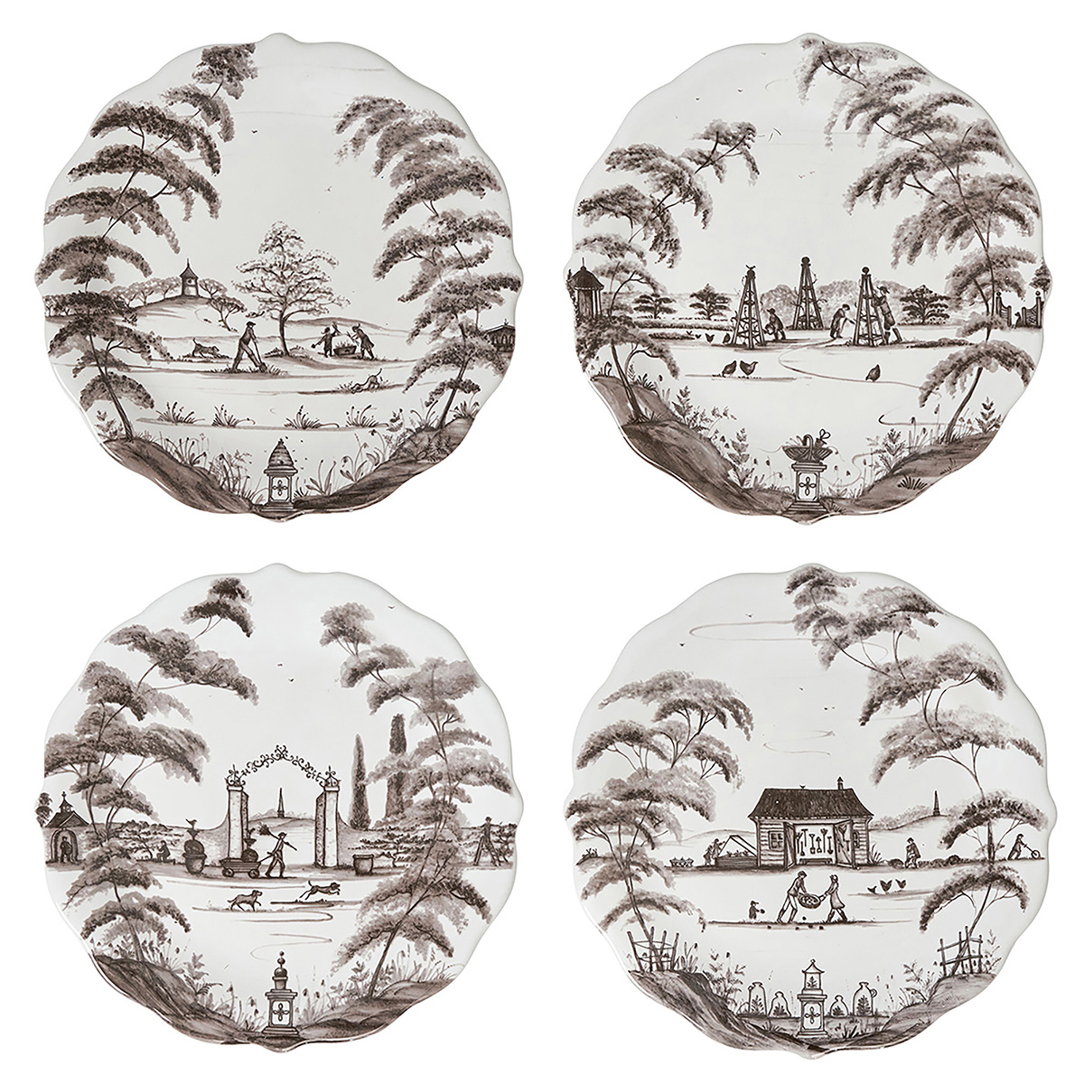 Country Estate Party Plate Assorted Set/4 - Flint Grey 27 Country Estate Party Plate Assorted Set/4 - Flint Grey 27