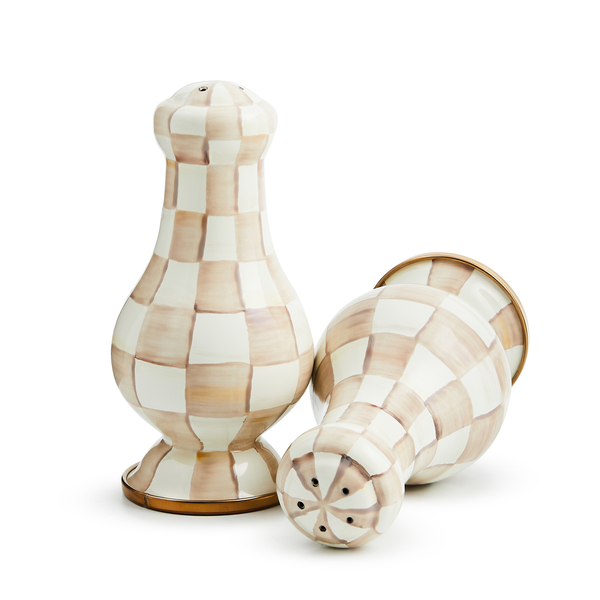 mocha check large salt & pepper shakers 54 mocha check large salt & pepper shakers 54