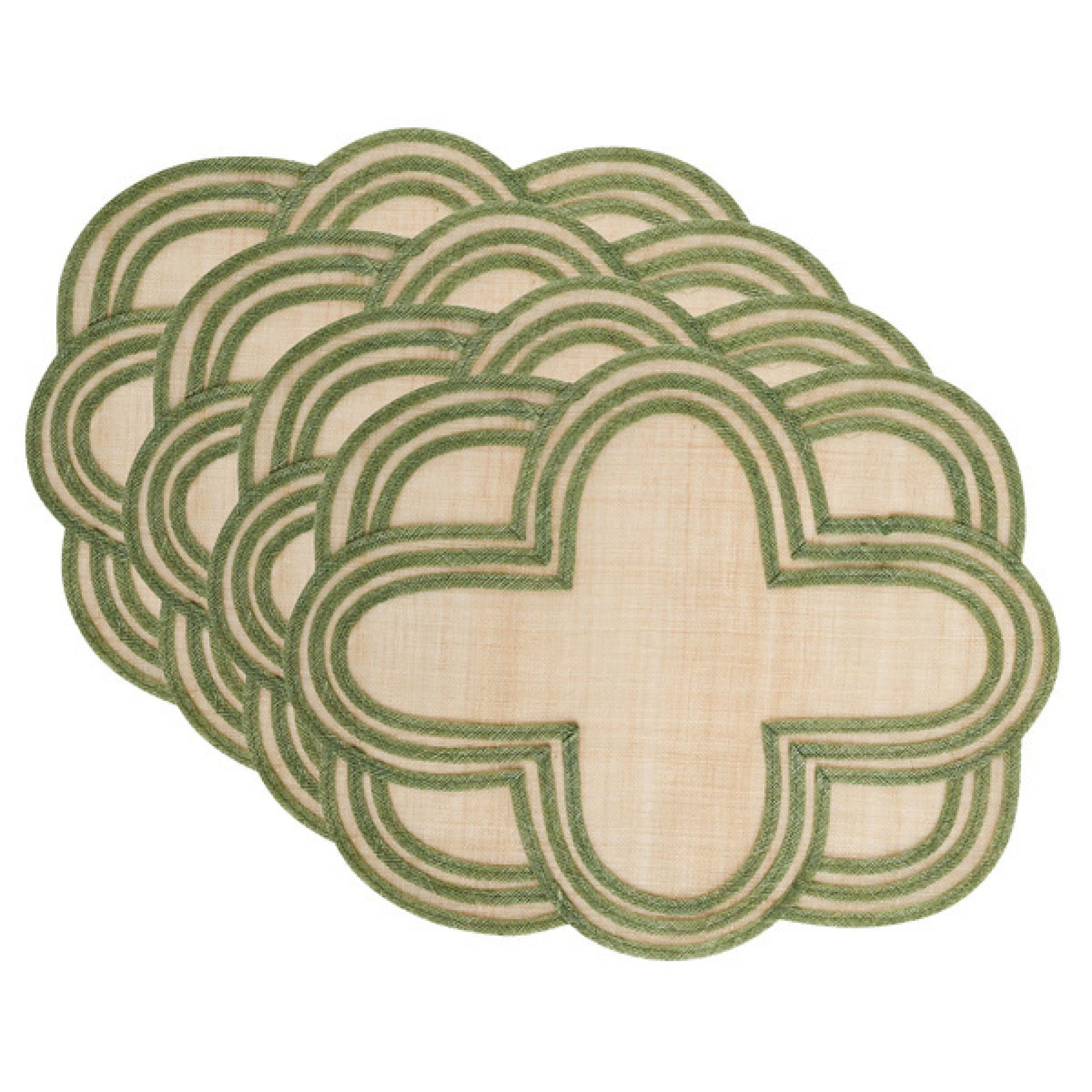Scallop Stripe Placemat Set/4 - Seagrass 38 Scallop Stripe Placemat Set/4 - Seagrass 38