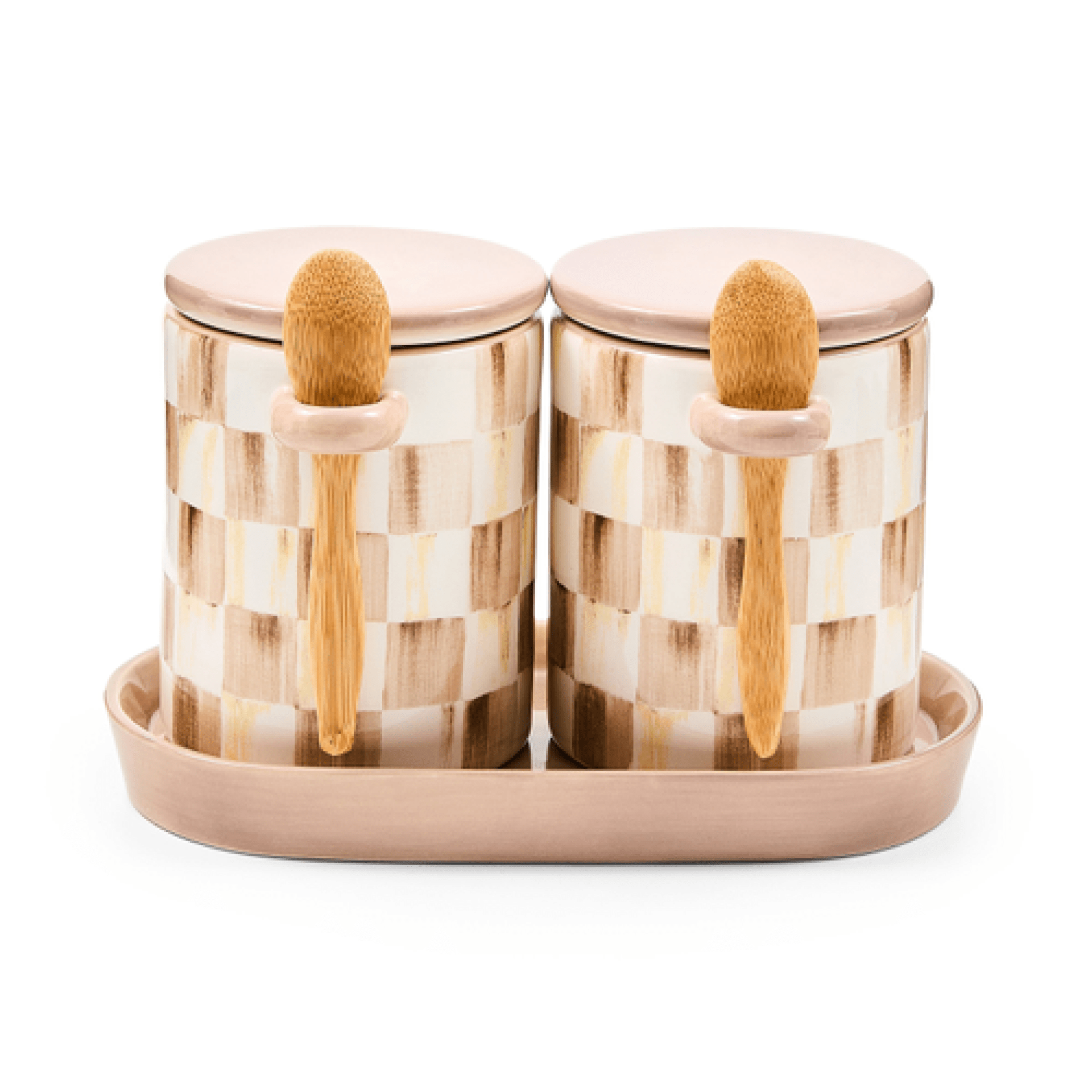 mocha check farmhouse canister, set of 2 25 mocha check farmhouse canister, set of 2 25