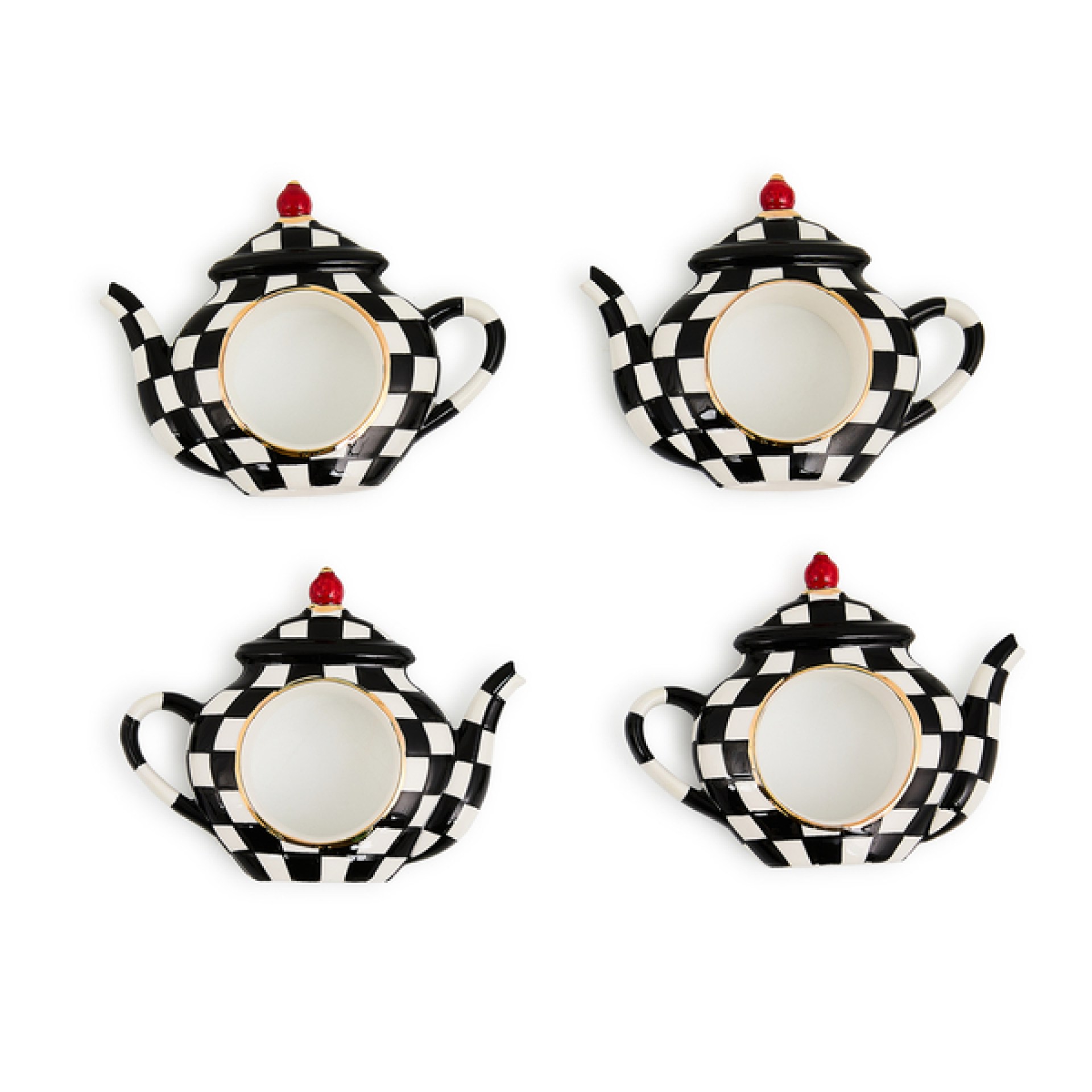 courtly check teapot napkin rings, set of 4 106 courtly check teapot napkin rings, set of 4 106