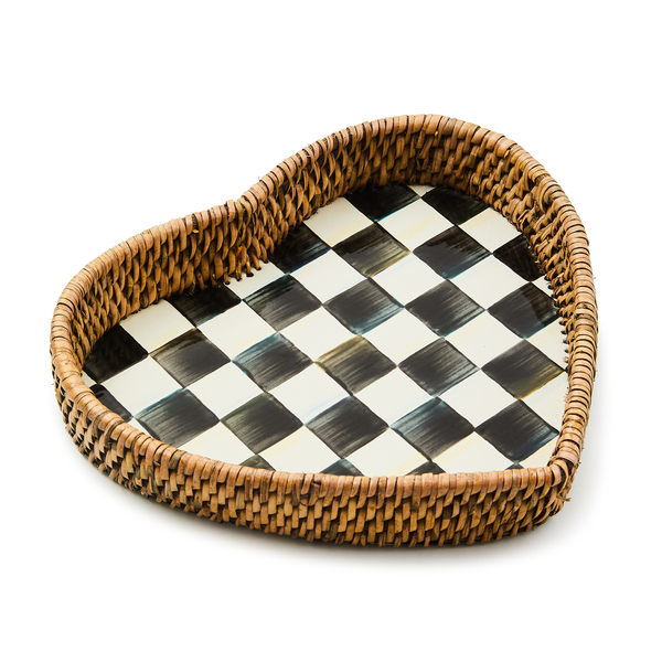 courtly check enamel & rattan heart tray 270 courtly check enamel & rattan heart tray 270
