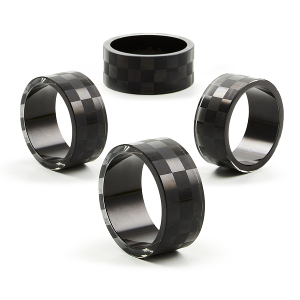 black check napkin rings, set of 4 153 black check napkin rings, set of 4 153