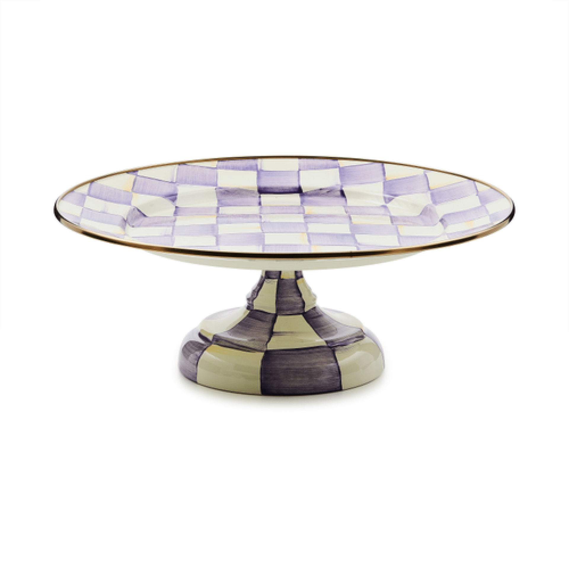 violet check small pedestal platter 118 violet check small pedestal platter 118