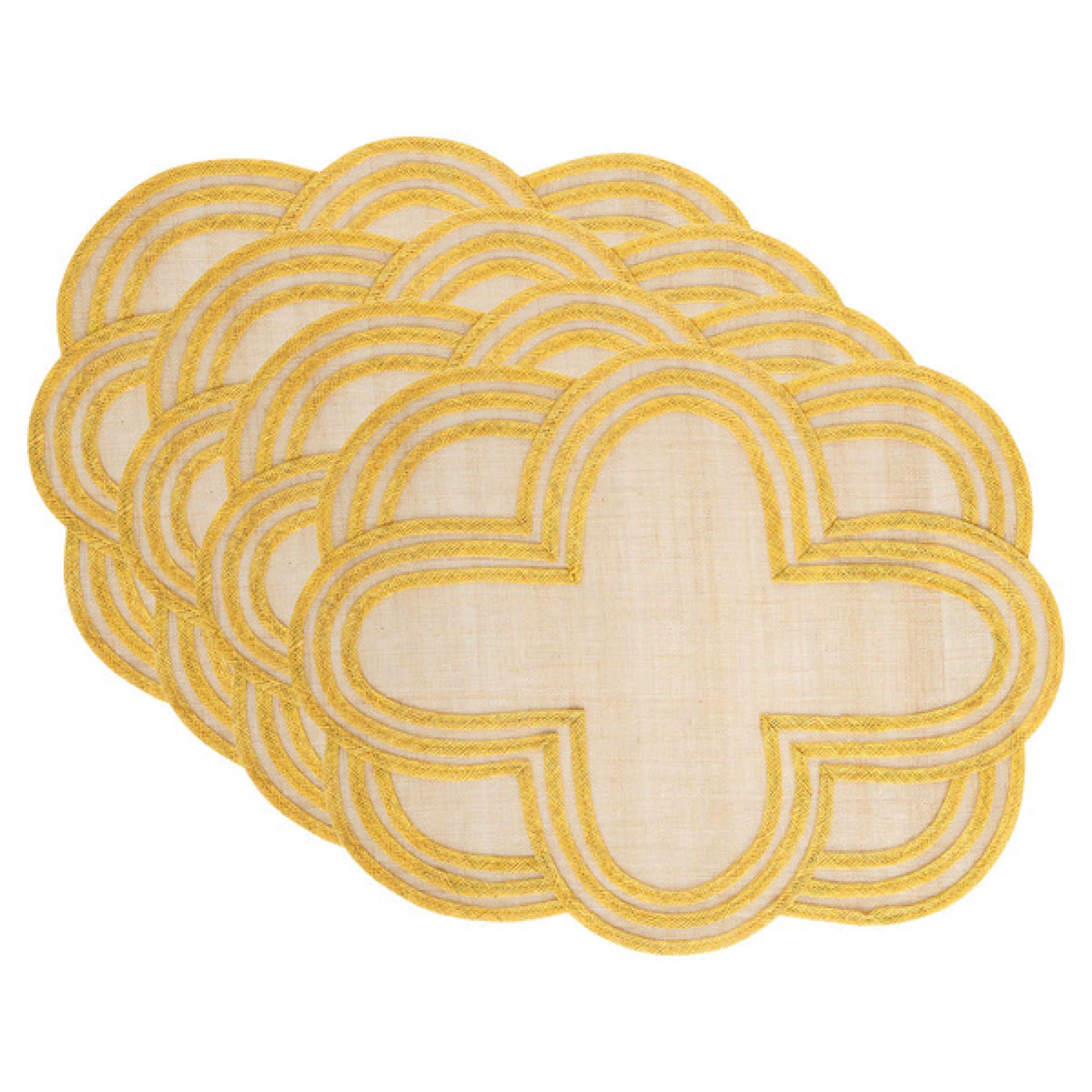 Scallop Stripe Placemat Set/4 - Sunshine 44 Scallop Stripe Placemat Set/4 - Sunshine 44