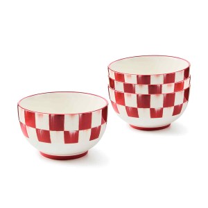 cherry check breakfast bowls, set of 4 67 cherry check breakfast bowls, set of 4 67