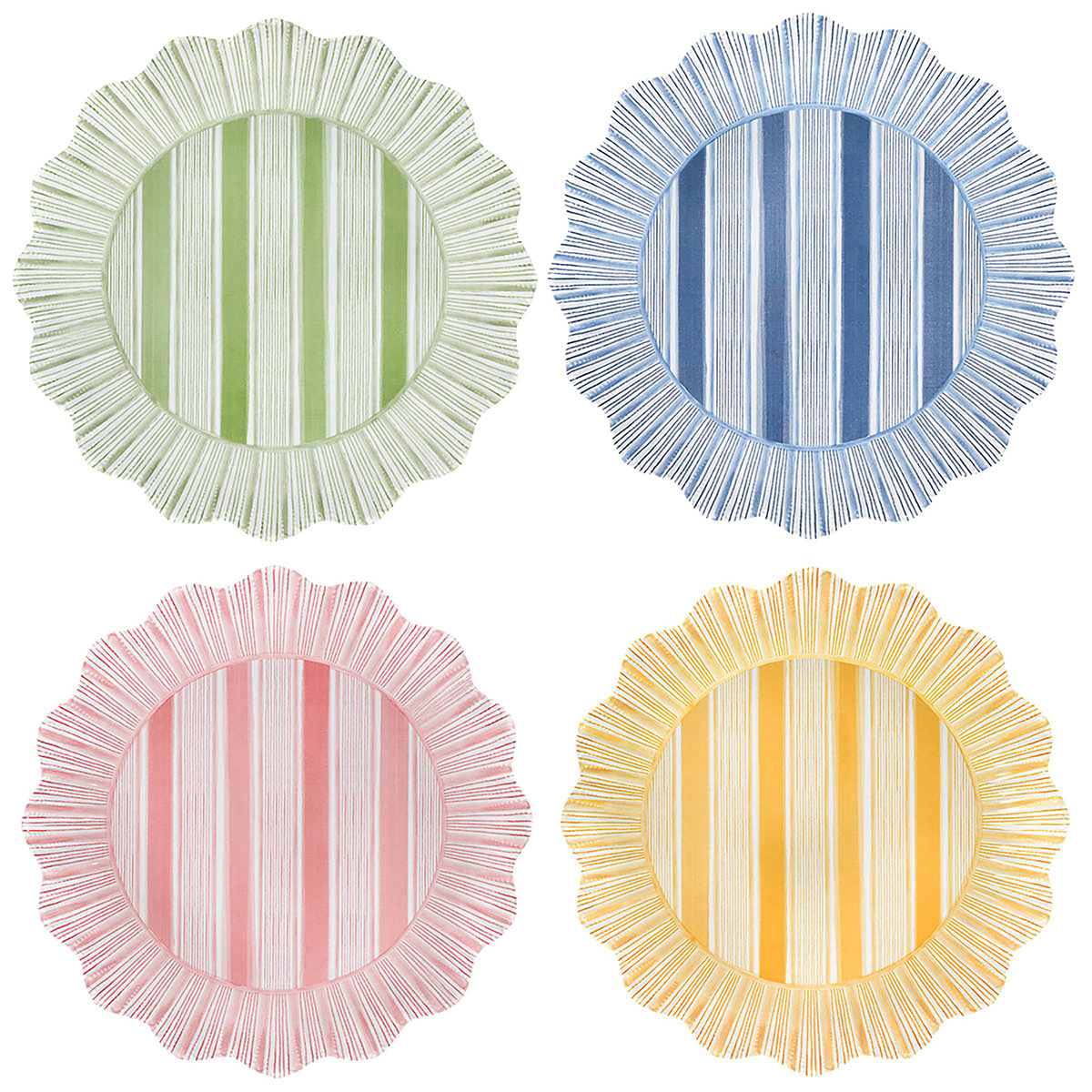 Cabana Stripe Melamine Dinner Plate Assorted Set/4 - Multi 80 Cabana Stripe Melamine Dinner Plate Assorted Set/4 - Multi 80