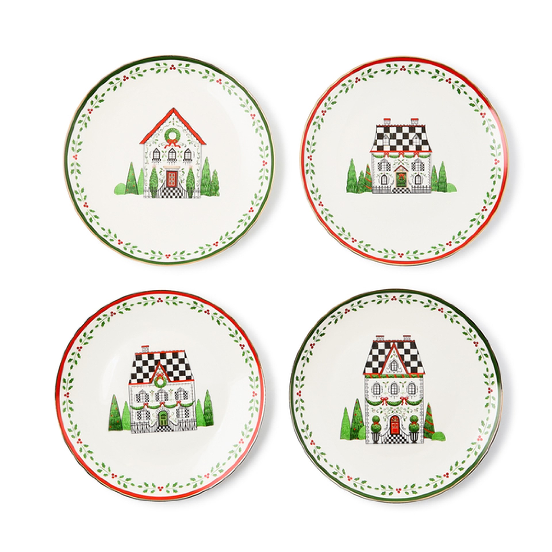 holly village ceramic dessert plates, set of 4 47 holly village ceramic dessert plates, set of 4 47
